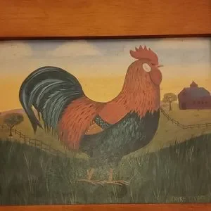 Fayre Cooper | Wall Decor | Vintage Folk Art Rooster Signed Fayre